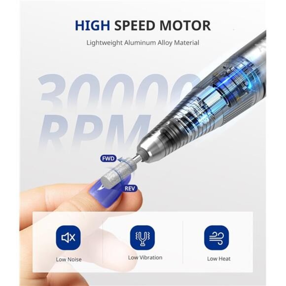 Rechargeable 30000RPM Electric Nail Drill Professional Portable E File Machine - Picture 2 of 7